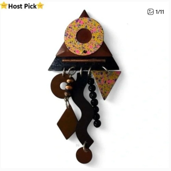 Source Unknown Jewelry - Vintage Memphis-Era Post Modern Kinetic Brooch Attributed to EVE KAPLIN